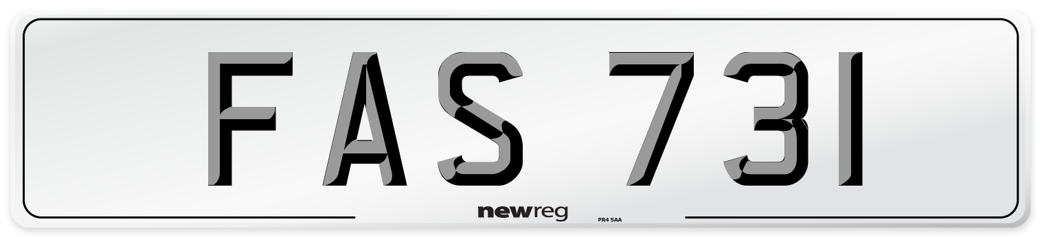 FAS 731 Number Plate from New Reg